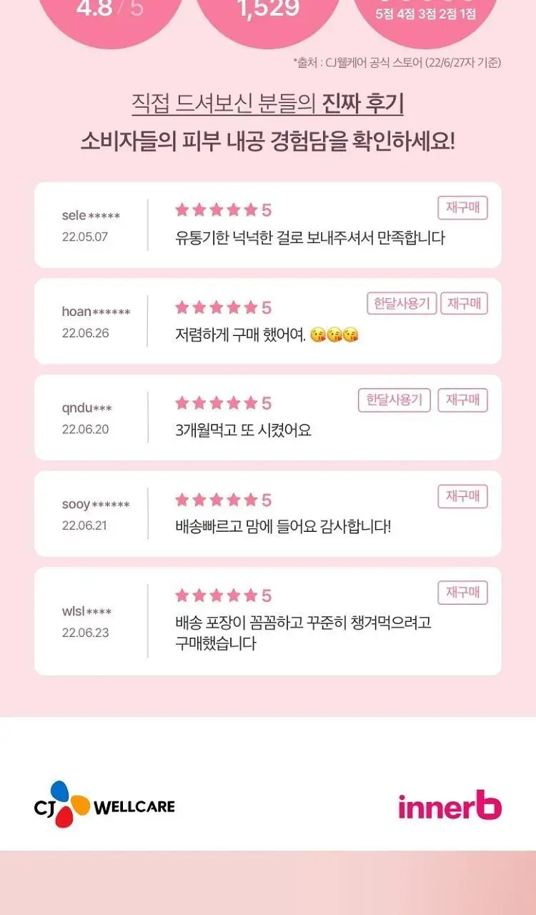 [히알루론산] CJ 이너비 아쿠아뱅크 56캡슐 (28일분) 상세페이지 2
